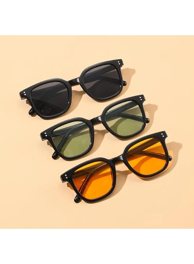 سينت هاوس مجموعة من 3 نظارات بإطار عصري، نظارات ريترو فريدة من نوعها للتصوير في الشوارع للرجال والنساء، مناسبة للحفلات والمهرجانات الموسيقية وتقديم الهدايا (تتضمن حافظة النظارات)، نظارات شمسية - Image 3