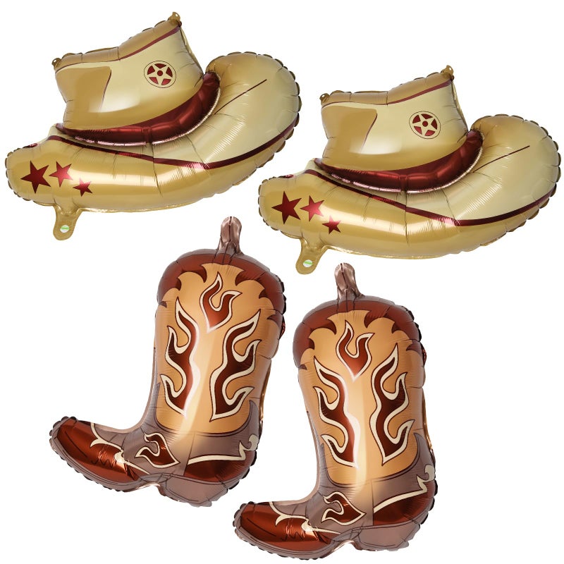 Lidmada 4Pcs Western Cowgirl Party Balloons Cowgirl Boot Balloon Cowboy Hat Foil Balloons Western Cowgirl Birthday Party Decorations Last Rodeo Bachelorette Party Supplies Brown - Image 3
