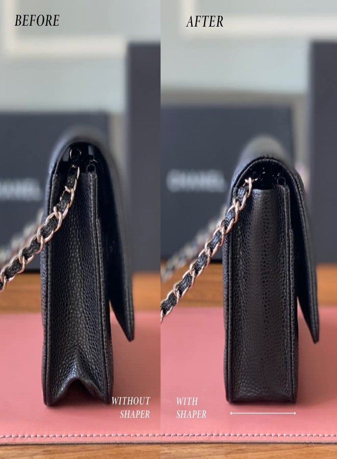 Bonte WOC Shaper with Wings, Italian Leather Base Shaper, Saver and Insert for Wallet on Chain Bags, Full Grain Italian Leather (Black) - Image 3