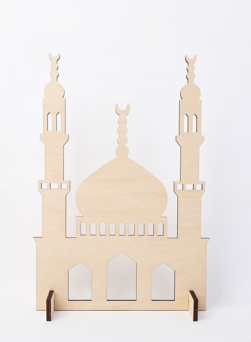 Hilalful HilalFul Wooden Mosque Standing Display | Home Decor | For Decoration During Festivities, Eid, Ramadan | Islamic Art Decorative Item | Basswood | For Interior, Living Room, Hall | Modern Elegant Art - Image 1