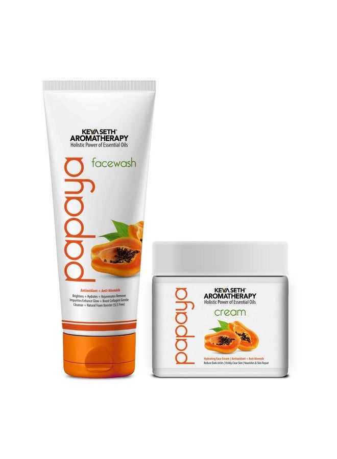 KEYA SETH AROMATHERAPY, DEVICE OF DROP Keya Seth Aromatherapy Papaya Facewash & Cream Combo Kit for Brightening, Glowing & Blemish-free Skin- Removes Pigmentation & Dark Spots, Nourishes & Hydrating (Papaya Facewash + Cream) - Image 1