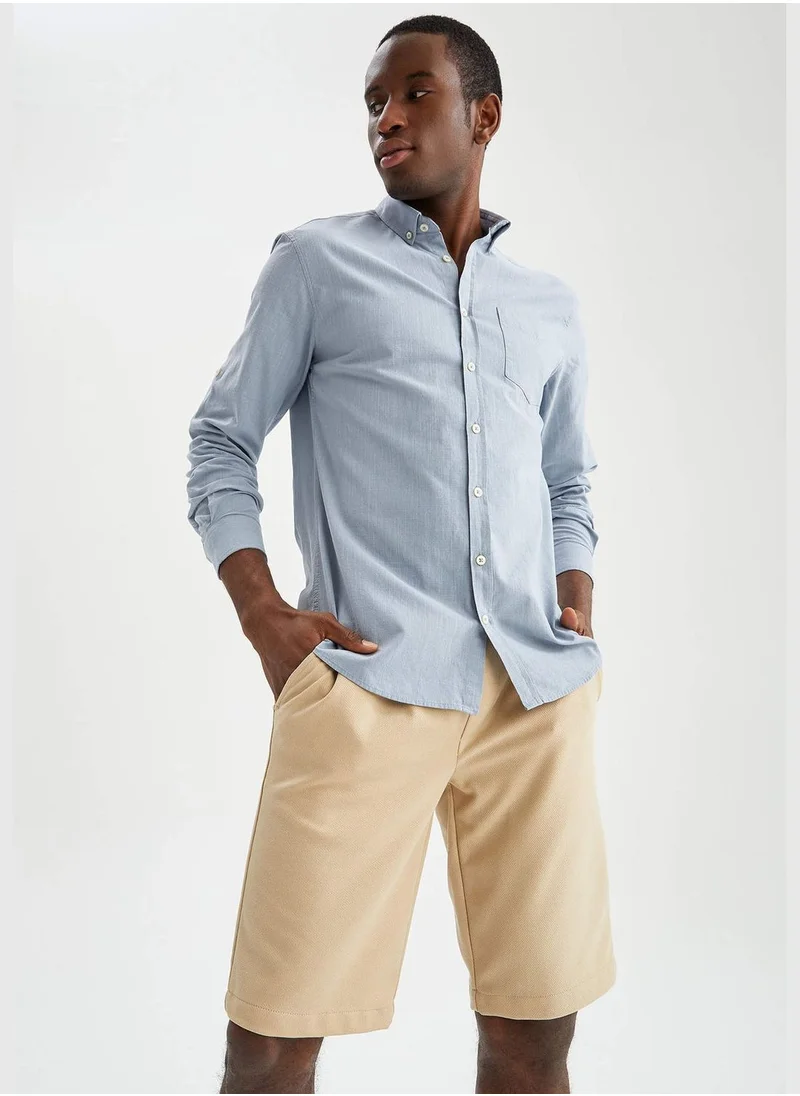 ديفاكتو Long Sleeve Slim Fit Polo Neck Shirt