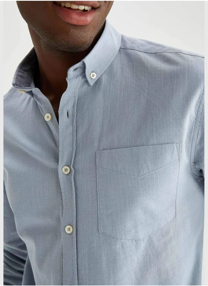 ديفاكتو Long Sleeve Slim Fit Polo Neck Shirt