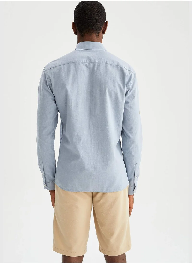 ديفاكتو Long Sleeve Slim Fit Polo Neck Shirt
