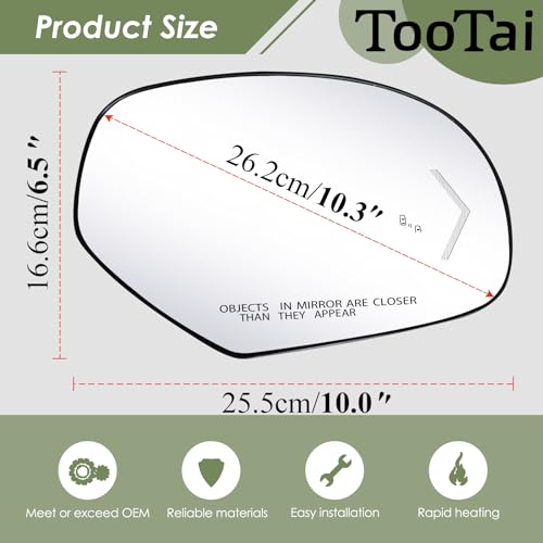 Tootai Passenger Side Replacement Mirror Glass - compatible with Cadillac, GMC & CHEVY vehicles - 2009-2014 Escalade/Yukon/Tahoe, Blind Spot Detection, w/o Auto Dimming, 20778441 - Image 5