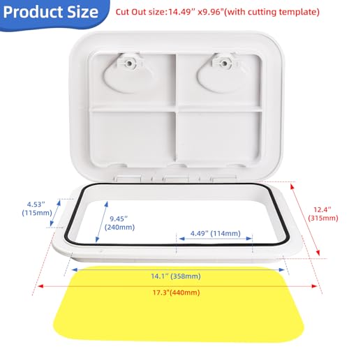 CLLOMAGY 17.3"x12.4" Boat Hatch Deck Access Lid,Marine Deck Access Hatch Door Cover for Bass/John/Fishing/Skiff/Sailboat/Yacht & RV/Camper Van,Durable&Weatherproof Boat Access Lid Cover-1PCS - Image 2