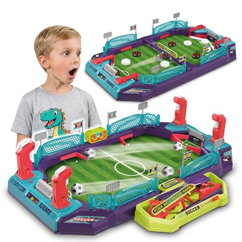 OLEOCA Soccer Board Game 2 in 1 Foosball Sling Puck Game Set with Dual Control Handles Scorekeeper and Goal Bell Soccer Toys for Kids Ages 3 - Image 1