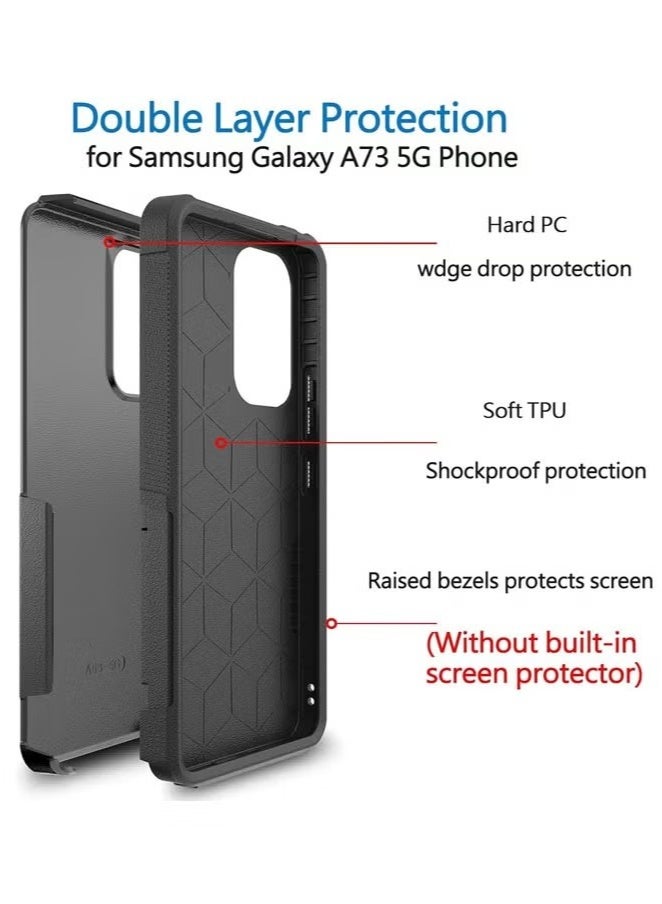 Samsung Galaxy A73 5G Commuter Case, 2 in 1 Shockproof Rugged Protective, Heavy Duty Cover for Galaxy A73 5G Black - Image 2