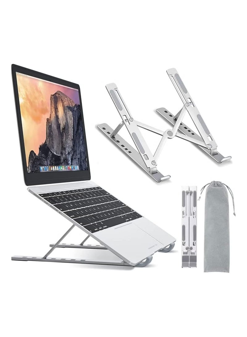 Adjustable Aluminium Laptop Stand for Desk - Foldable & Portable Laptop Riser with Ventilated Cooling - Lightweight, Durable & Space-Saving - Image 1