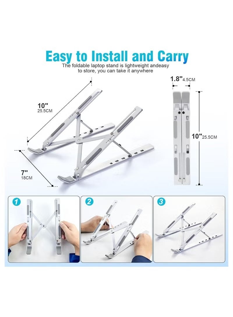 Adjustable Aluminium Laptop Stand for Desk - Foldable & Portable Laptop Riser with Ventilated Cooling - Lightweight, Durable & Space-Saving - Image 5