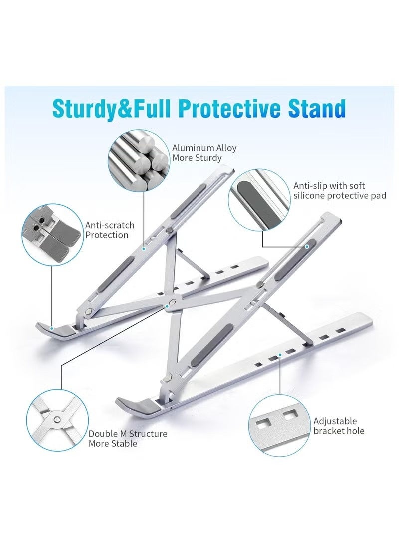 Adjustable Aluminium Laptop Stand for Desk - Foldable & Portable Laptop Riser with Ventilated Cooling - Lightweight, Durable & Space-Saving - Image 4