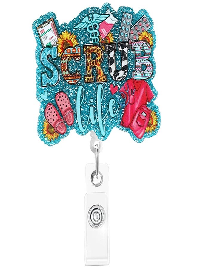 KYLELOVE Badge Reels Retractable ID Clips Funny Acrylic Badge Holder with Alligator Clip Nursing Badge Reel for Doctor Student Teacher Nurses - Image 1