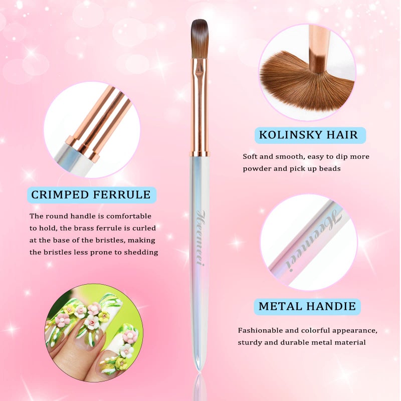 heemeei Kolinsky Acrylic Nail Brush Size 10- Nail Brushes for Acrylic Application - Acrylic Powder Brush for Nail Art - Nail Acrylic Brush for Professional Manicure DIY Home Salon (10#) - Image 5