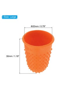 PATIKIL 0.79x1.18 Inch Rubber Finger Tips, 10 Pack Silicone Thumb Fingertip Protector Covers Guard Pads Thimble Grips for Office Counting Sewing, Orange Large Size  - Image 2