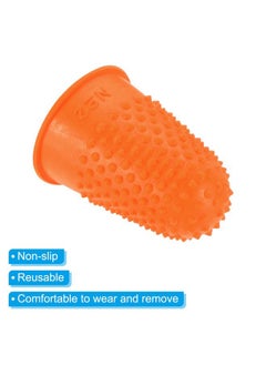 PATIKIL 0.79x1.18 Inch Rubber Finger Tips, 10 Pack Silicone Thumb Fingertip Protector Covers Guard Pads Thimble Grips for Office Counting Sewing, Orange Large Size  - Image 4