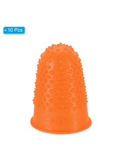 PATIKIL 0.79x1.18 Inch Rubber Finger Tips, 10 Pack Silicone Thumb Fingertip Protector Covers Guard Pads Thimble Grips for Office Counting Sewing, Orange Large Size  - Image 3