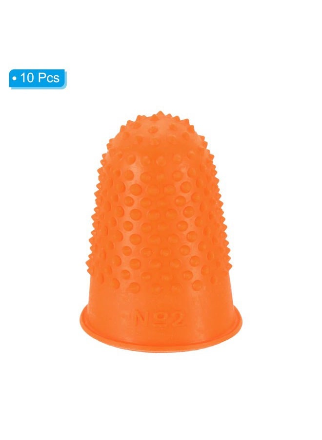 PATIKIL 0.79x1.18 Inch Rubber Finger Tips, 10 Pack Silicone Thumb Fingertip Protector Covers Guard Pads Thimble Grips for Office Counting Sewing, Orange Large Size  - Image 3