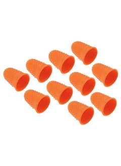 PATIKIL 0.79x1.18 Inch Rubber Finger Tips, 10 Pack Silicone Thumb Fingertip Protector Covers Guard Pads Thimble Grips for Office Counting Sewing, Orange Large Size  - Image 1