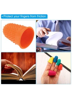 PATIKIL 0.79x1.18 Inch Rubber Finger Tips, 10 Pack Silicone Thumb Fingertip Protector Covers Guard Pads Thimble Grips for Office Counting Sewing, Orange Large Size  - Image 5