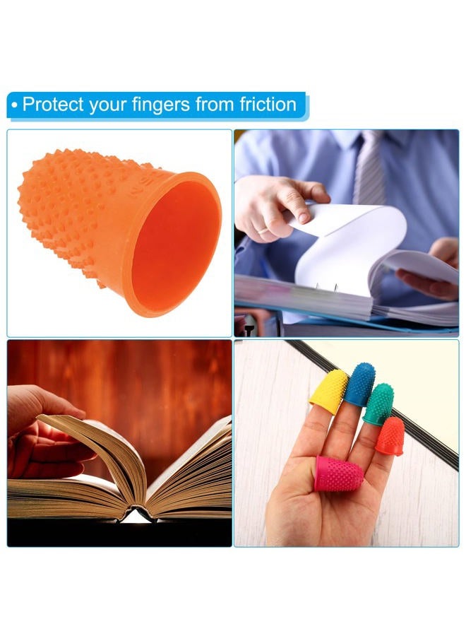 PATIKIL 0.79x1.18 Inch Rubber Finger Tips, 10 Pack Silicone Thumb Fingertip Protector Covers Guard Pads Thimble Grips for Office Counting Sewing, Orange Large Size  - Image 5