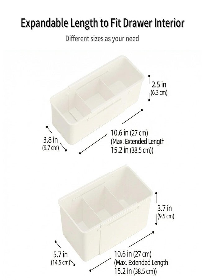 Boxalls Expandable Drawer Organizers Set of 2 Large and Medium, Adjustable Dividers Trays, Storage for Office Supplies, Pens, Makeup,Utensils, Tools, White - Image 2