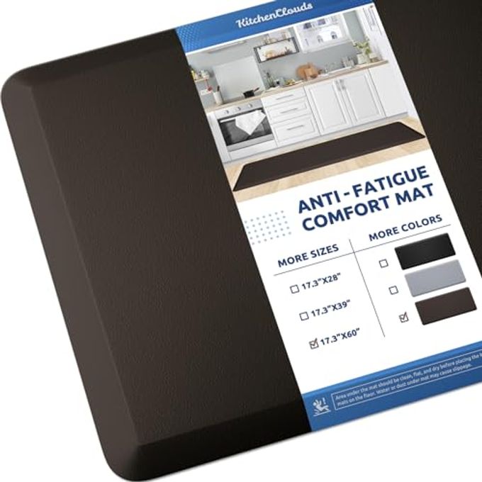 KITCHEN MAT CUSHIONED ANTI FATIGUE KITCHEN RUG 173X60 WATERPROOF NON SLIP KITCHEN RUGS AND MATS STANDING DESK MAT COMFORT FLOOR MATS FOR KITCHEN HOUSE SINK OFFICE CHOCOLATE