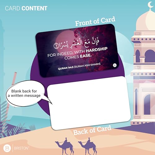 Briston Kudos Quran Verse Cards – 70 Islamic Thank You Cards with Arabic and English Translation – Inspirational Quran Quotes for Ramadan Eid Gifts Muslim Reflection Motivation Faith Encouragement - Image 4