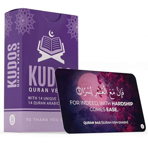 Briston Kudos Quran Verse Cards – 70 Islamic Thank You Cards with Arabic and English Translation – Inspirational Quran Quotes for Ramadan Eid Gifts Muslim Reflection Motivation Faith Encouragement - Image 3