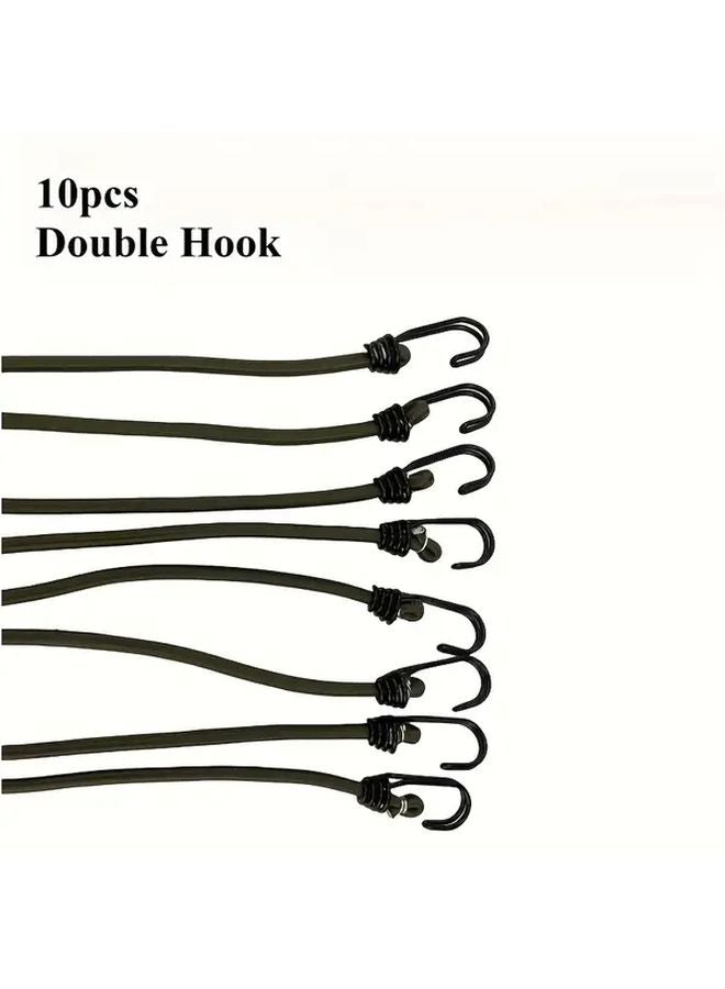 Double Hook Elastic Rope 10pcs Heavy Duty Wear Resistant for Camping Bicycles Motorcycles Cargo Securing - Image 3