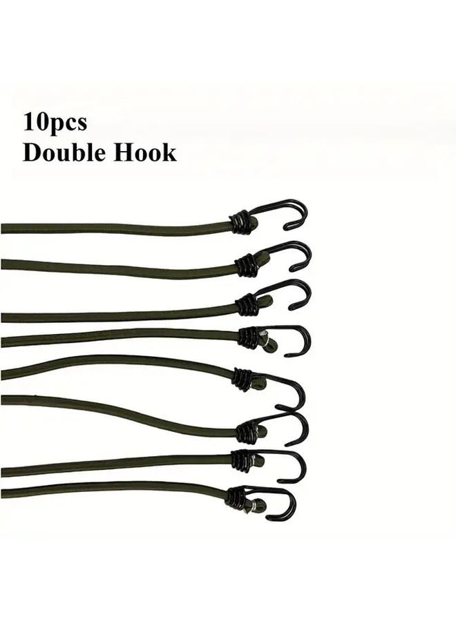 Double Hook Elastic Rope 10pcs Heavy Duty Wear Resistant for Camping Bicycles Motorcycles Cargo Securing - Image 1