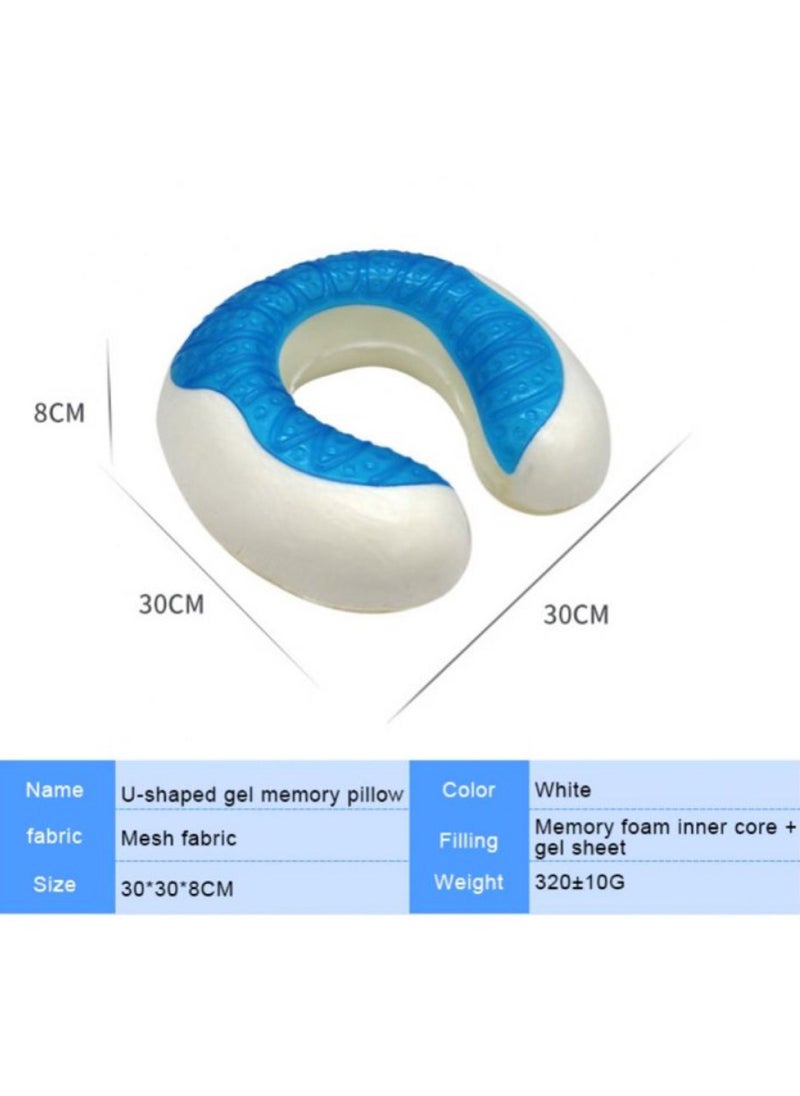 HEXAR - U-Shape Gel Memory Foam Travel Pillow, Neck Pillow U Shaped Pillow Memory Foam Gel Car Neck Pillow - Image 1