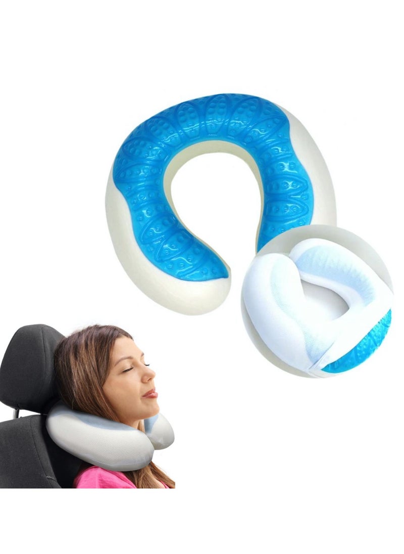 HEXAR - U-Shape Gel Memory Foam Travel Pillow, Neck Pillow U Shaped Pillow Memory Foam Gel Car Neck Pillow - Image 1
