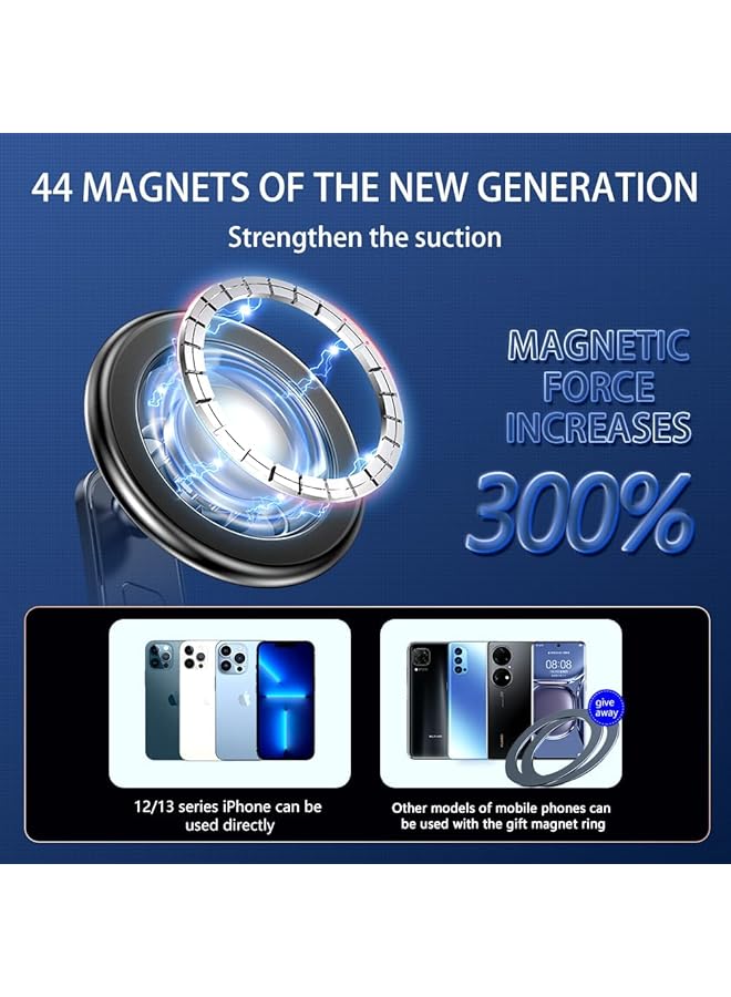 كاست ويف حامل هاتف مغناطيسي للسيارة Magsafe 2022، حامل هاتف يدور 360 درجة، متوافق مع iPhone 12 13 14 Pro Max وجميع الهواتف الذكية، أسود - Image 2