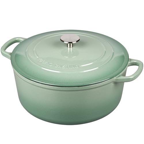EDGING CASTING Enameled Cast Iron Dutch Oven Pot With Lid, 5.5 Quart, for Bread Baking, Cooking, Sage Green - Image 4