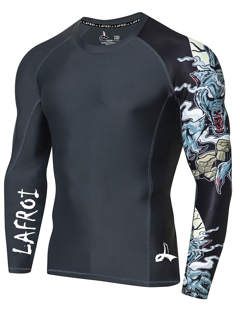LAFROI Men's Long Sleeve UPF 50+ Baselayer Skins Performance Fit Compression Rash Guard-CLYYB Asym Werewolf Size MD - Image 1