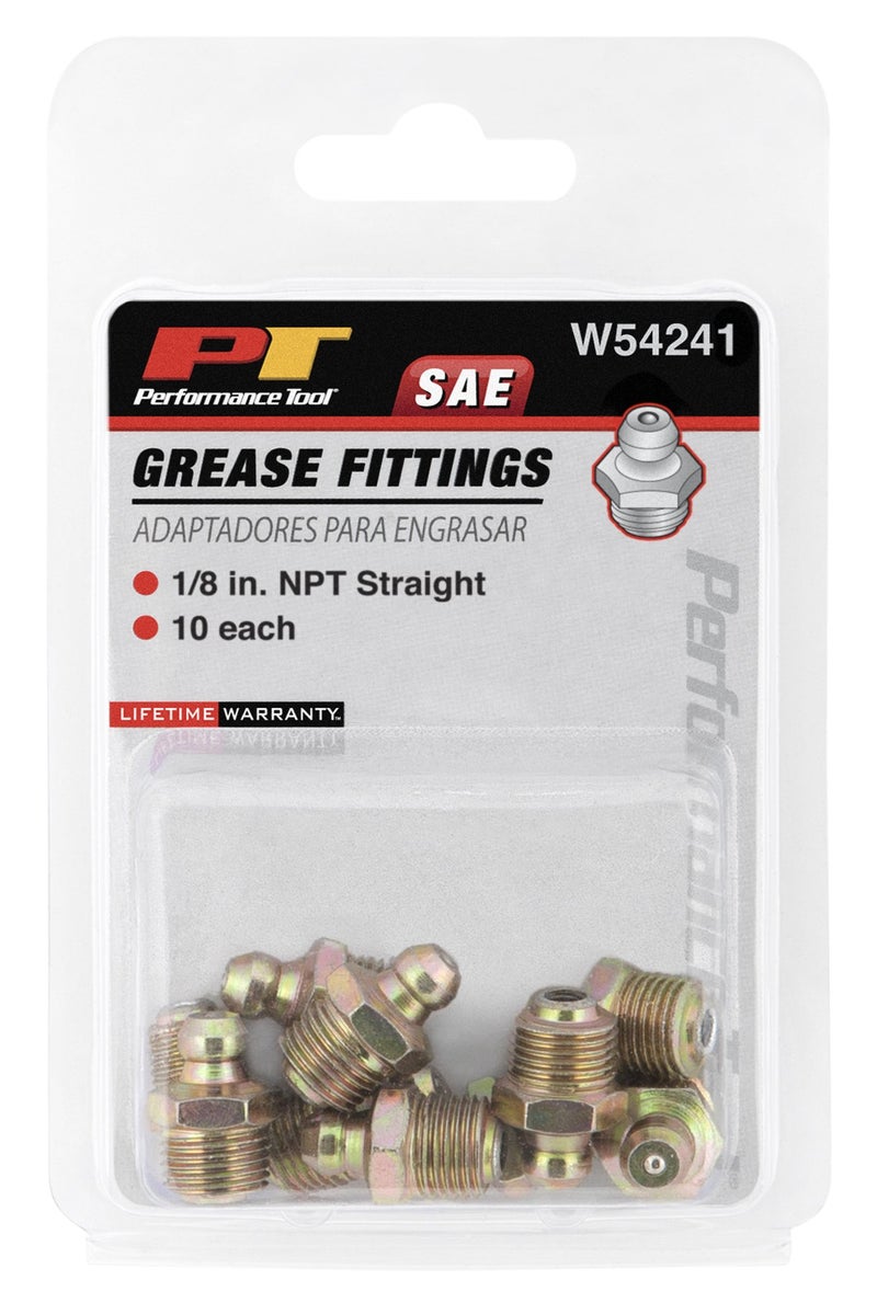 PERFORMANCE TOOL W54241 1/8" NPT Grease Fitting, (Pack of 10)
