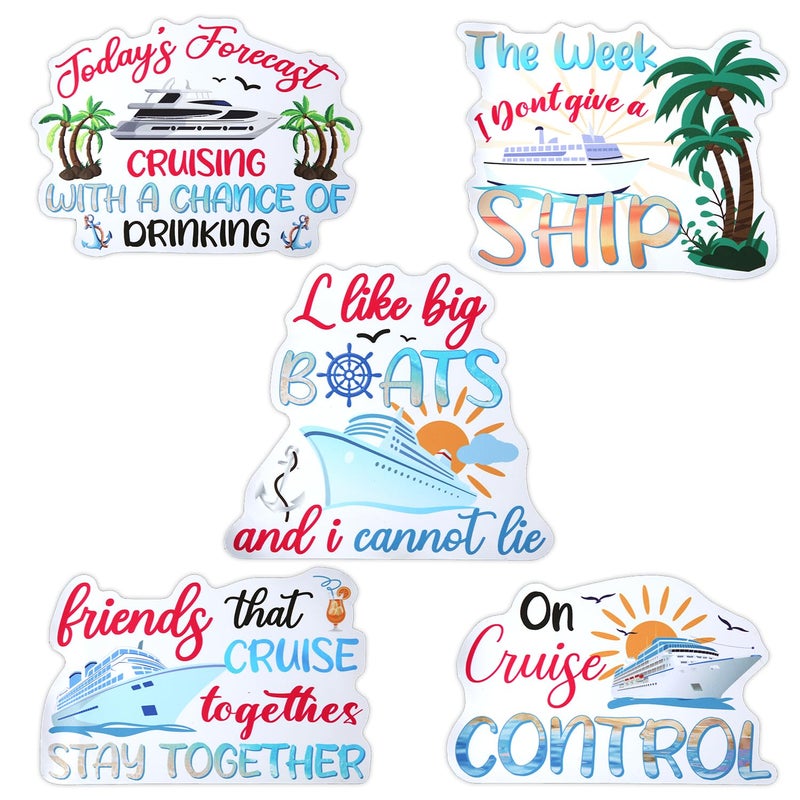 NQEUEPN 5pcs Family Cruise Magnets - 5 Styles Large Ship Door Magnets, Reusable for Cruise, Ship, Car, Refrigerator - Image 1