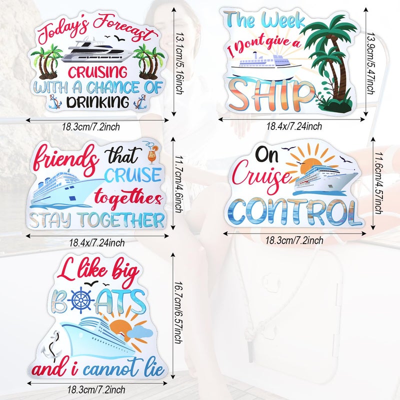NQEUEPN 5pcs Family Cruise Magnets - 5 Styles Large Ship Door Magnets, Reusable for Cruise, Ship, Car, Refrigerator - Image 2