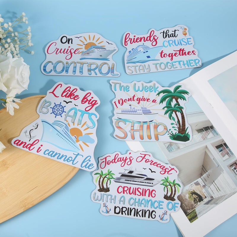 NQEUEPN 5pcs Family Cruise Magnets - 5 Styles Large Ship Door Magnets, Reusable for Cruise, Ship, Car, Refrigerator - Image 3