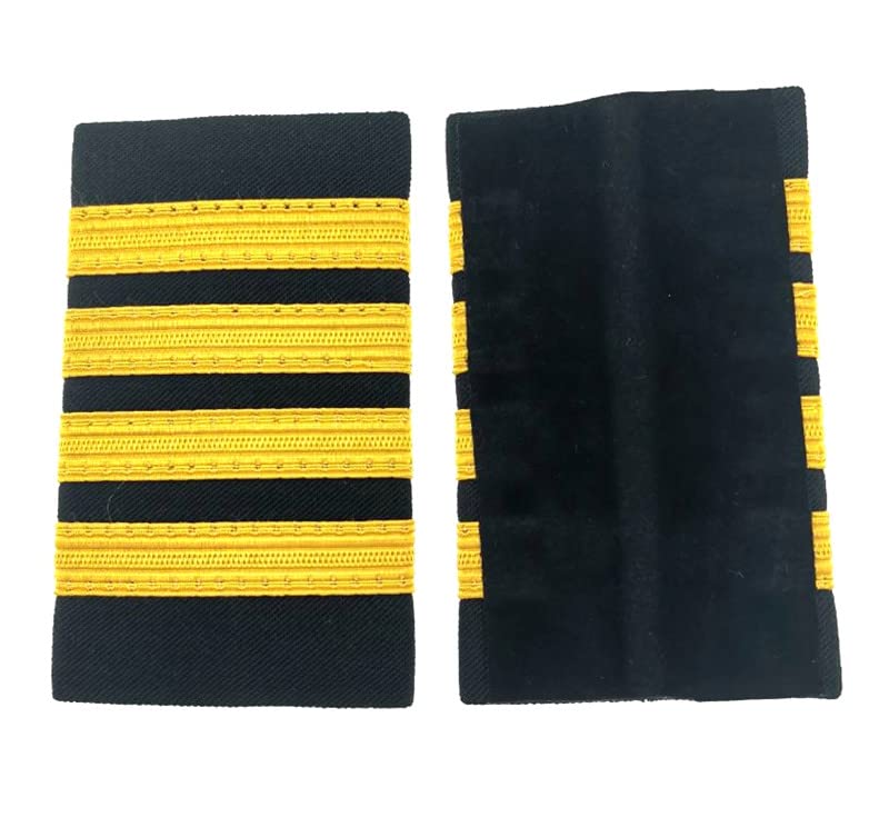 MIAO WU Professional Uniform Bars Airline Pilot Epaulets,Four Bars Captain Shoulder Boards Insignia Sliders Cosplay Epaulette Sliders - Image 4