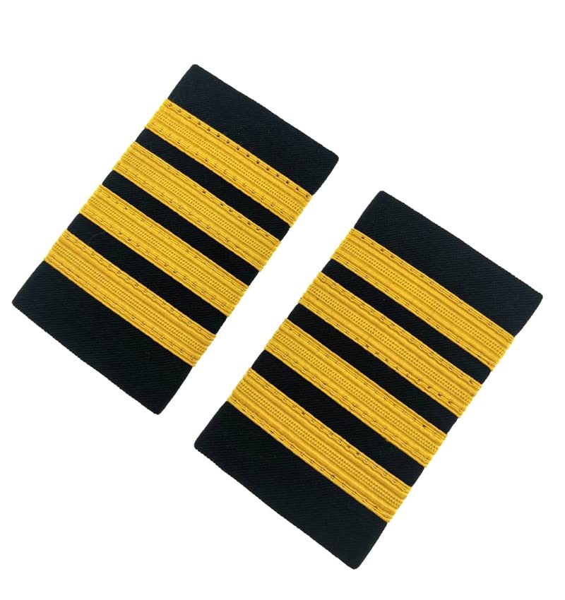 MIAO WU Professional Uniform Bars Airline Pilot Epaulets,Four Bars Captain Shoulder Boards Insignia Sliders Cosplay Epaulette Sliders - Image 2