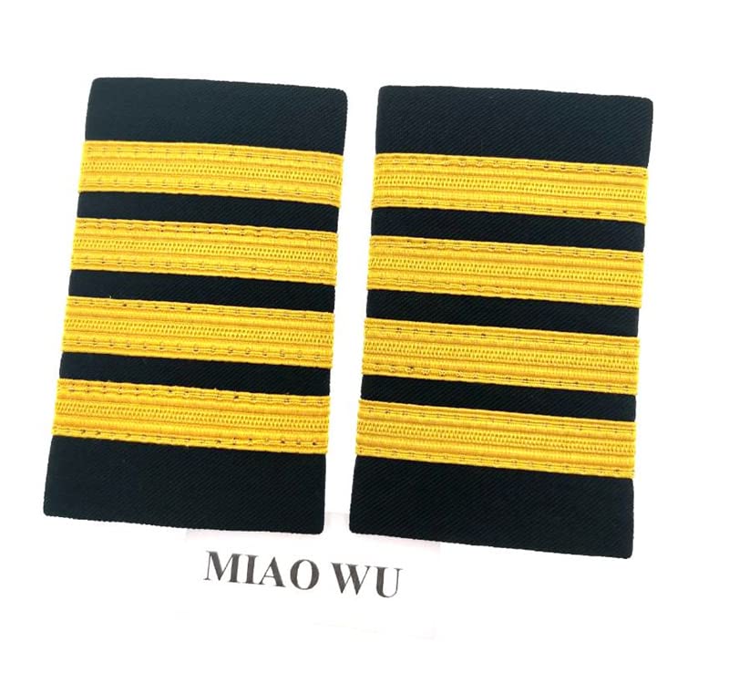 MIAO WU Professional Uniform Bars Airline Pilot Epaulets,Four Bars Captain Shoulder Boards Insignia Sliders Cosplay Epaulette Sliders - Image 5
