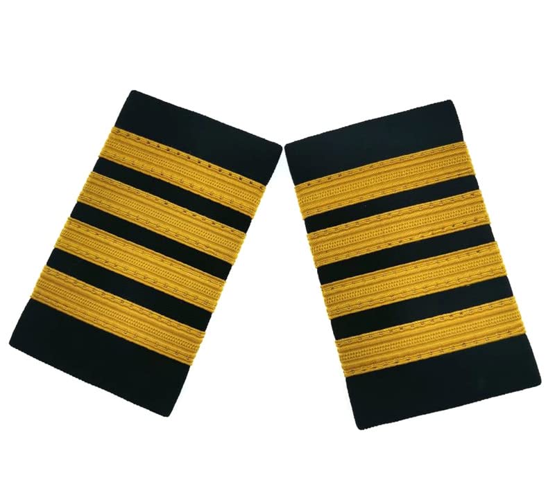 MIAO WU Professional Uniform Bars Airline Pilot Epaulets,Four Bars Captain Shoulder Boards Insignia Sliders Cosplay Epaulette Sliders - Image 3