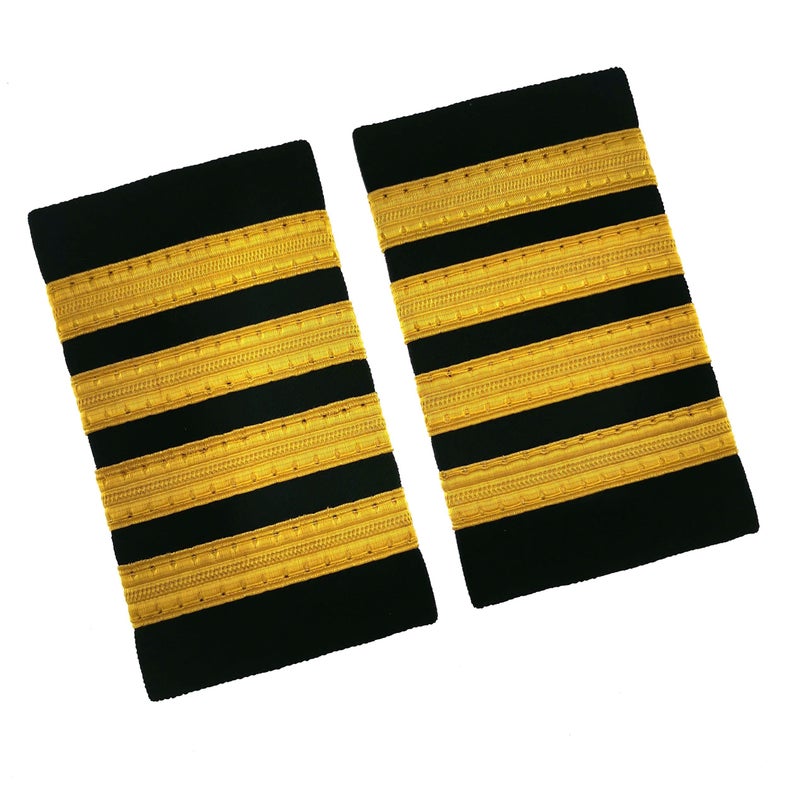 MIAO WU Professional Uniform Bars Airline Pilot Epaulets,Four Bars Captain Shoulder Boards Insignia Sliders Cosplay Epaulette Sliders - Image 1