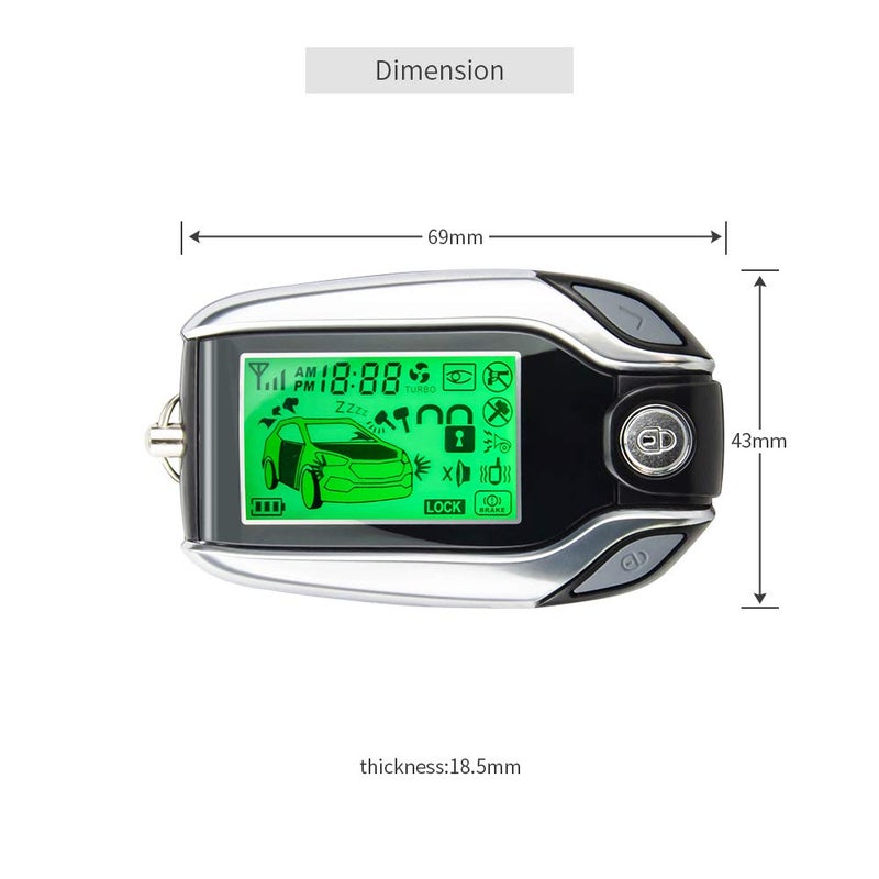 EASYGUARD 2 way car alarm system EC204 with PKE passive keyless entry, rechargeable LCD pager display & shock warning DC12V - Image 2