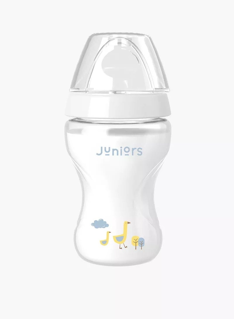 جونيورز زجاجة رضاعة مريحة سعة 260 مل من جاست لايك ناتشر مع حلمة مضادة للمغص باللون الأبيض - Image 1