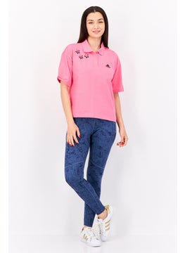 Adidas Women Sportswear Fit Short Sleeve Outdoor Polo Shirts, Pink  - Image 4