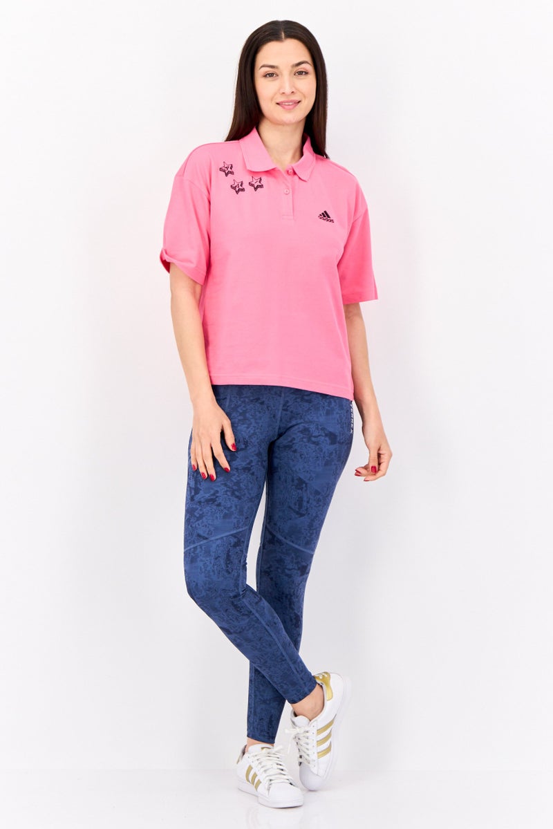 Adidas Women Sportswear Fit Short Sleeve Outdoor Polo Shirts, Pink  - Image 4