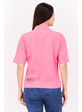 Adidas Women Sportswear Fit Short Sleeve Outdoor Polo Shirts, Pink  - Image 3