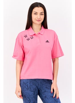 Adidas Women Sportswear Fit Short Sleeve Outdoor Polo Shirts, Pink  - Image 1